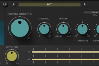 TrapTune Core free vocal tuning plugin interface by Soundevice Digital and United Plugins