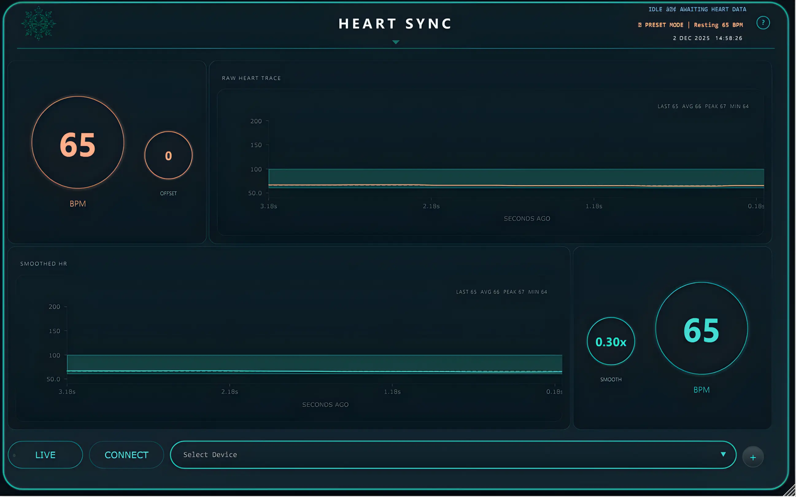 HeartSync by Conscious Audio free heart-rate adaptive VST plugin interface