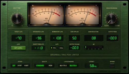 Volume Dealer by M Media Audio free true peak limiter plugin interface