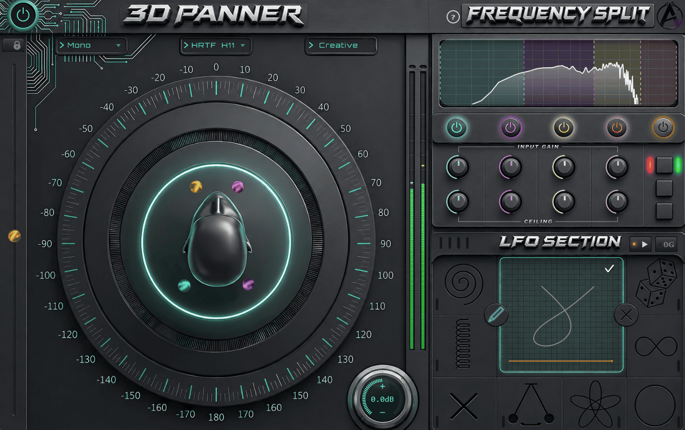 Almudio 3D Panner free binaural spatial audio VST plugin interface