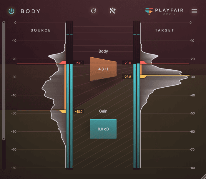 Body free dynamics VST plugin interface by Playfair Audio
