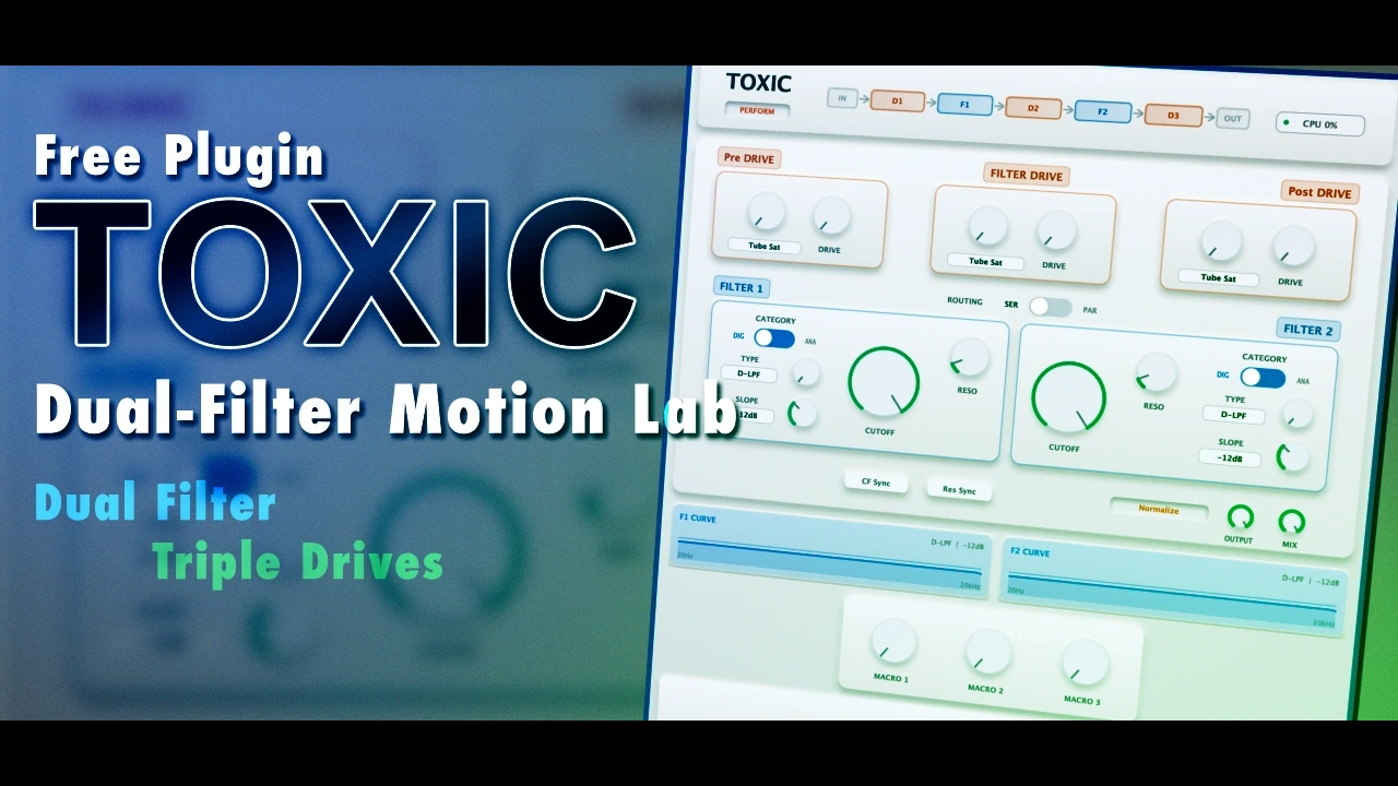 Toxic by SoundRave free dual-filter VST3 plugin interface