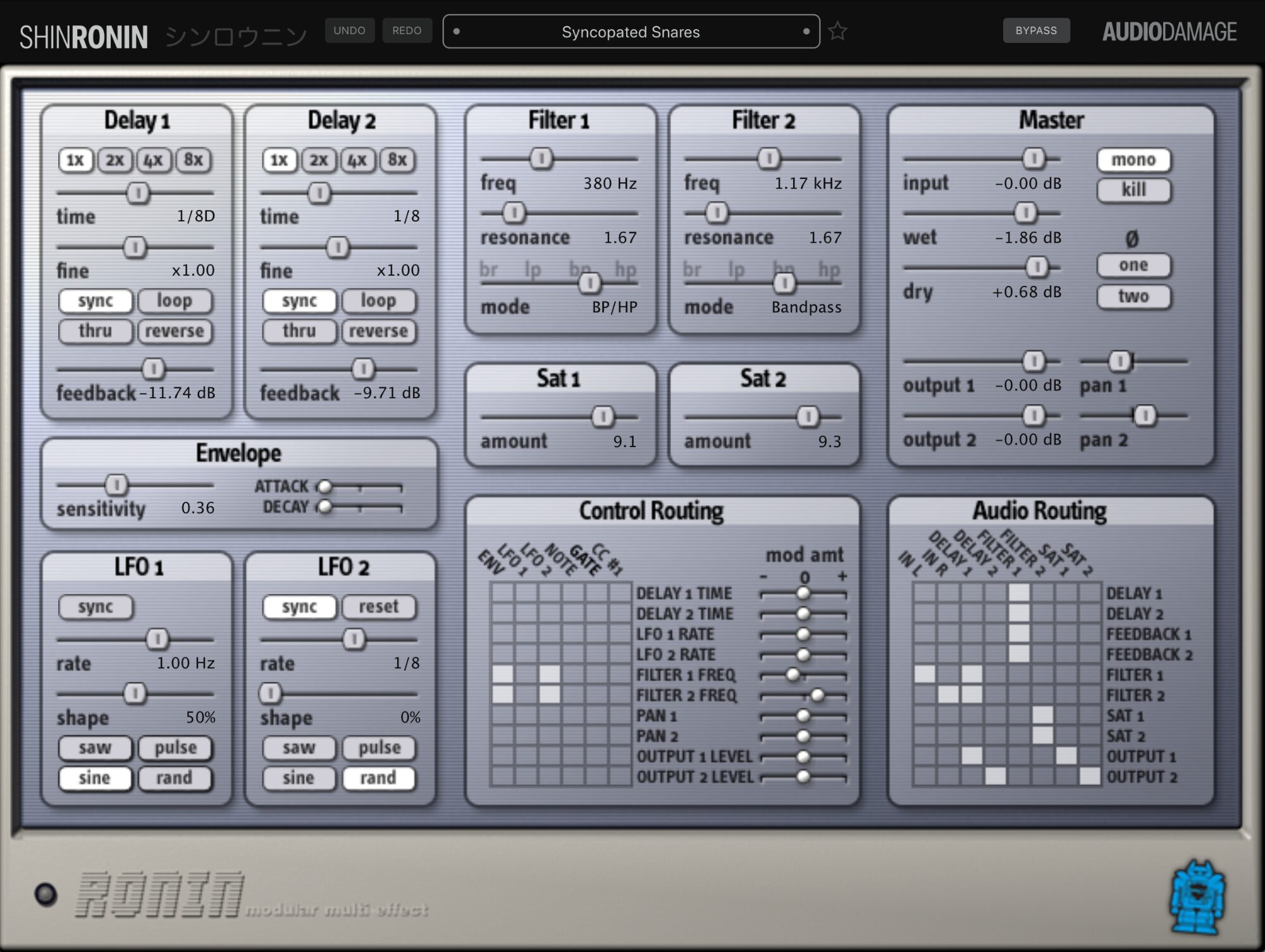 ShinRonin free modular filter and delay plugin by Audio Damage
