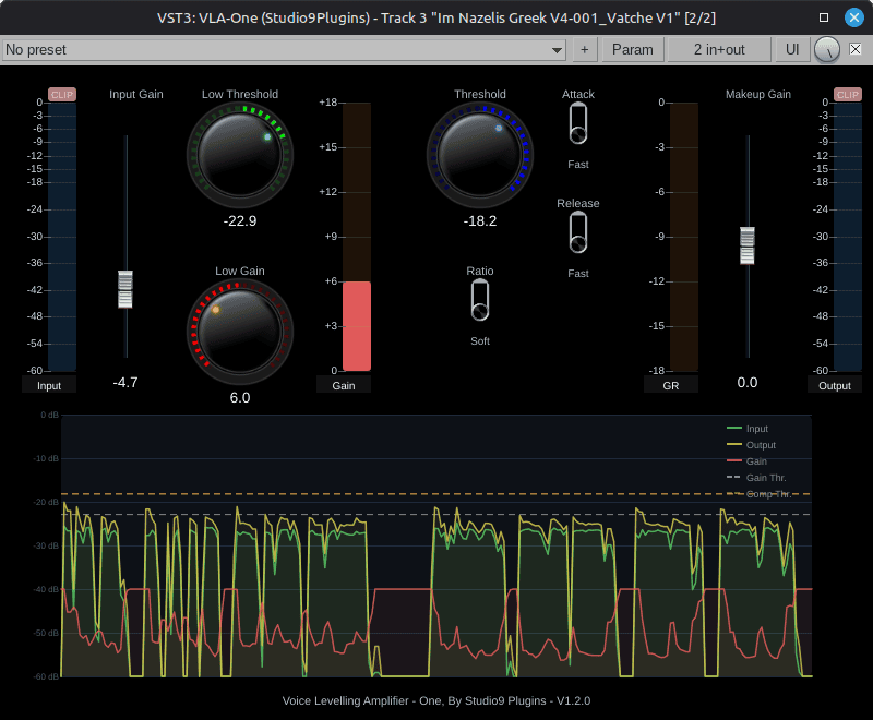 VLA-One free voice levelling VST3 plugin by Studio9 Plugins