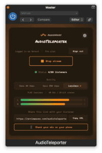 AudioTeleporter free VST3 plugin for remote DAW mix streaming