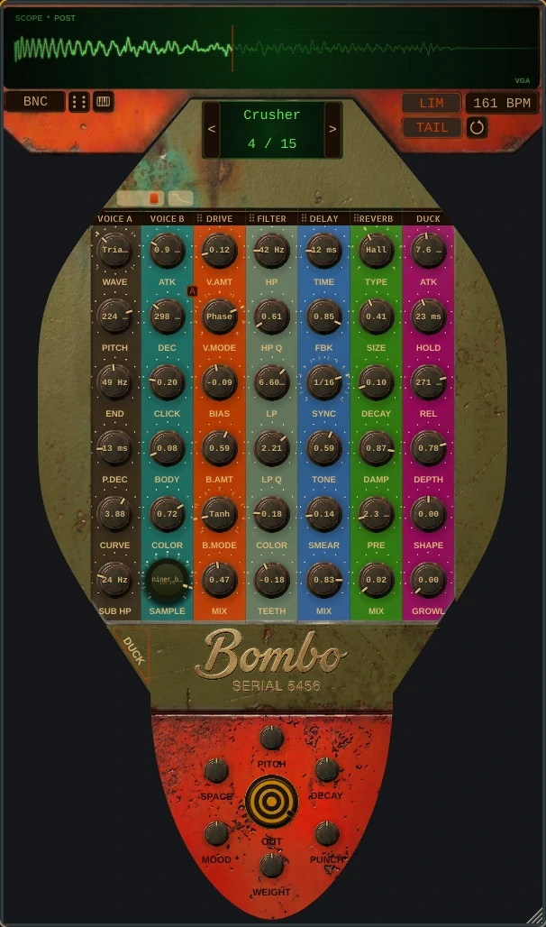 Bombo by Hyperfocus DSP free kick designer VST plugin interface