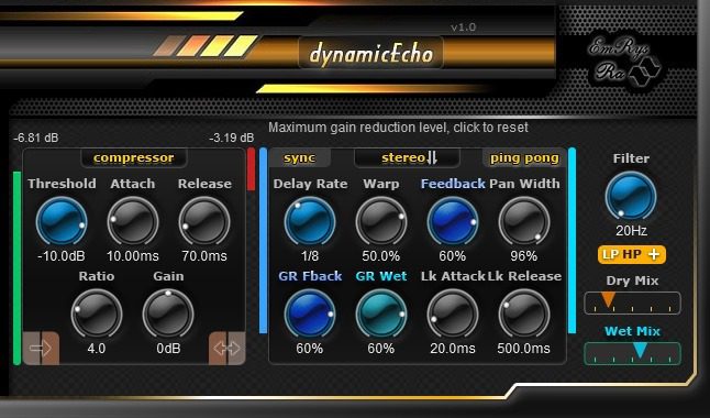 DynamicEchoFree dynamic delay VST plugin by SaschArt Audio Plugins