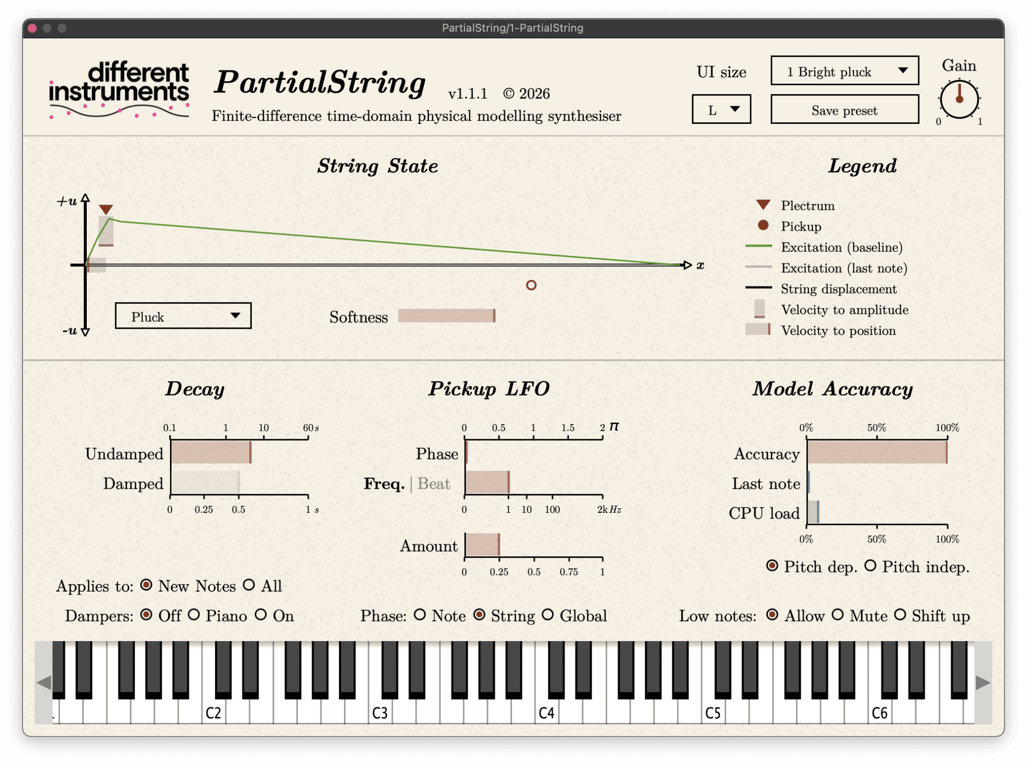 PartialString free physical modelling string synthesizer plugin by Different Instruments