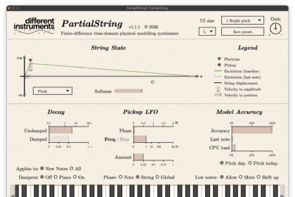 PartialString free physical modelling string synthesizer plugin by Different Instruments