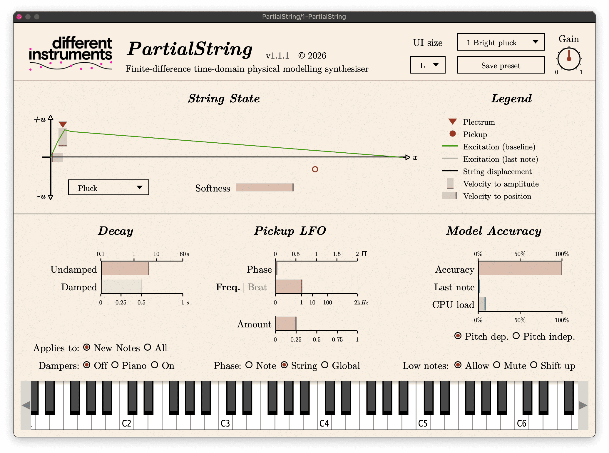 PartialString free physical modelling string synthesizer plugin by Different Instruments