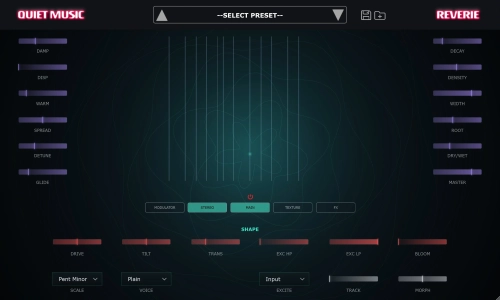 Reverie by Quiet Music free resonator VST3 plugin interface
