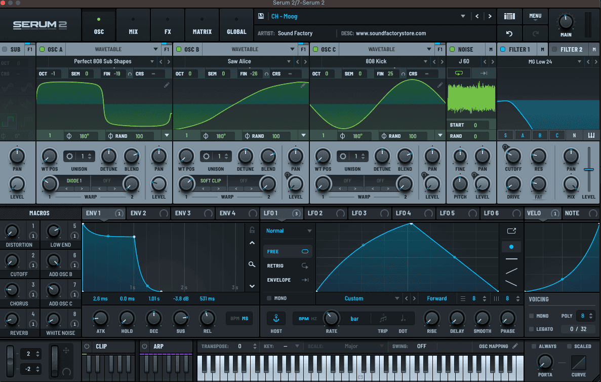 Serum 2 synthesizer interface for free Indie Dance and Tech House presets