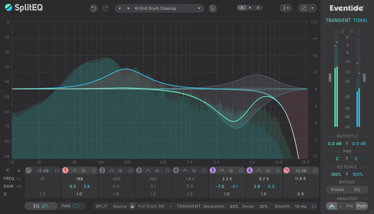 Eventide SplitEQ transient and tonal equalizer plugin