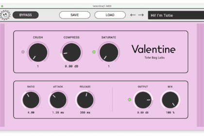 Valentine by Tote Bag Labs free compressor and distortion VST3 plugin interface