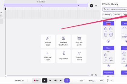 Soundtrap free online DAW effects and arrangement interface