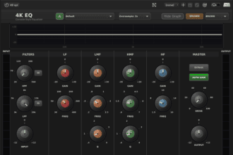 4K-EQ free British console equalizer plugin interface by Dusk Audio