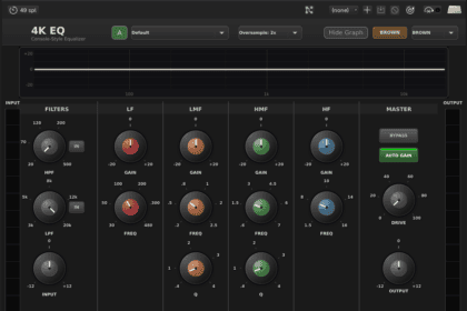 4K-EQ free British console equalizer plugin interface by Dusk Audio