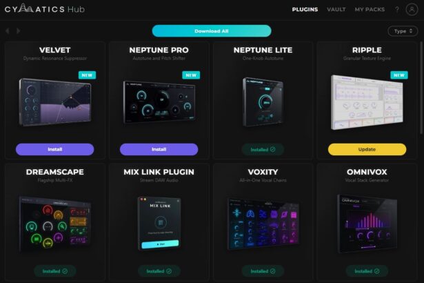 Cymatics Hub plugins view on the official Cymatics app