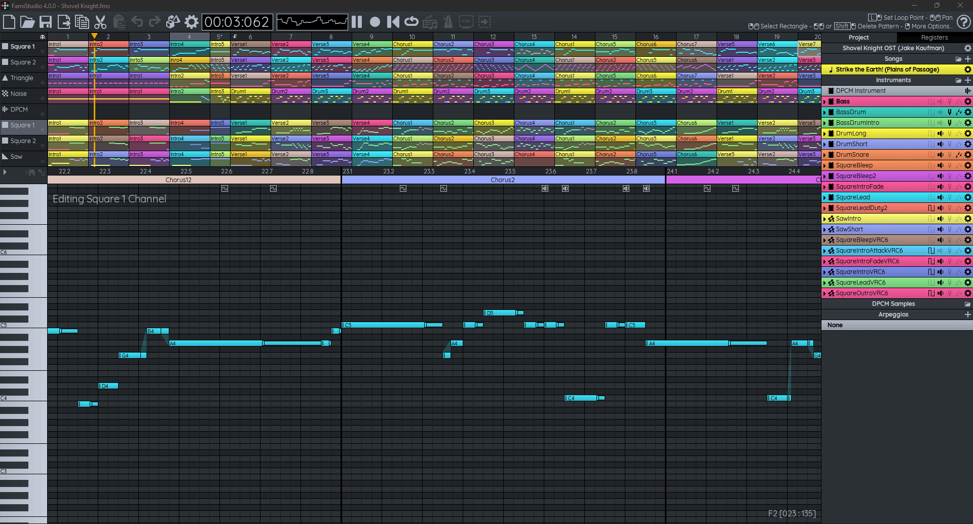 FamiStudio free chiptune DAW main interface
