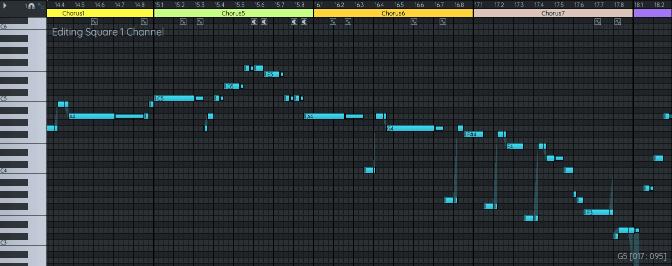 FamiStudio Piano Roll for NES chiptune composition