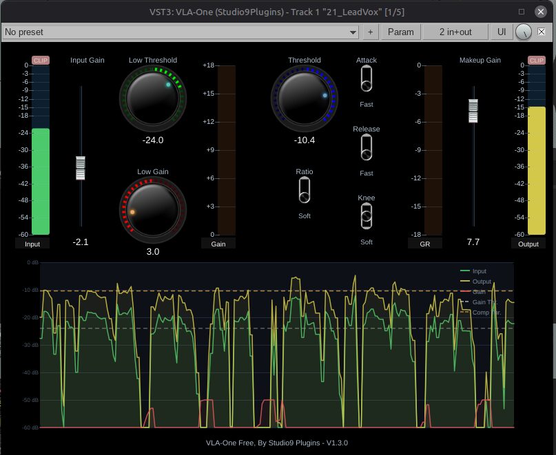 VLA-One free vocal leveling and compression VST3 plugin by Studio9 Plugins