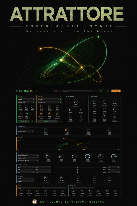 Attrattore free VST3 official plugin visual by Creature From The Black