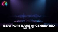 Canva illustration for Beatport ban on AI-generated music