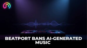 Canva illustration for Beatport ban on AI-generated music