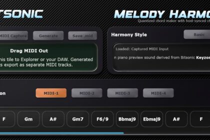 Bitsonic Melody Harmonizer free MIDI chord generator plugin interface