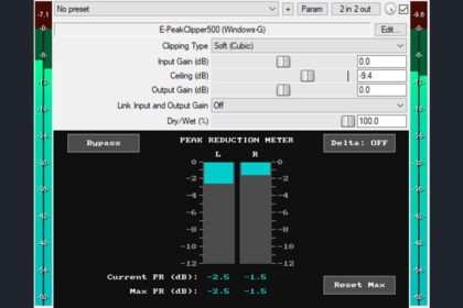 E-PeakClipper500 free VST3 peak clipper plugin interface
