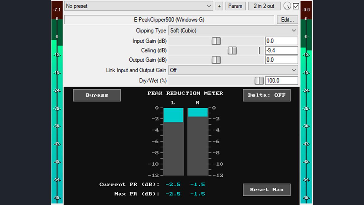 E-PeakClipper500 free VST3 peak clipper plugin interface