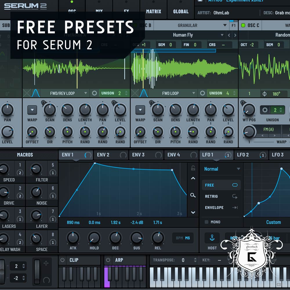 Ghosthack free Serum 2 presets pack with atmospheres basses leads and effects