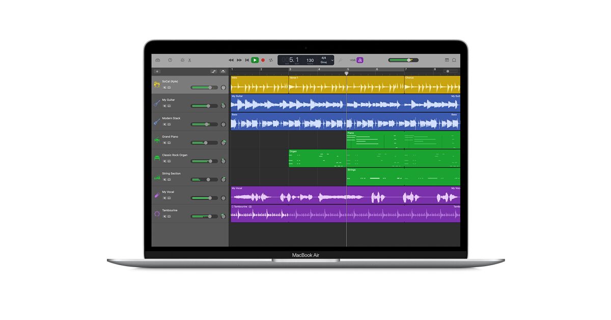 GarageBand free DAW for Mac music production interface