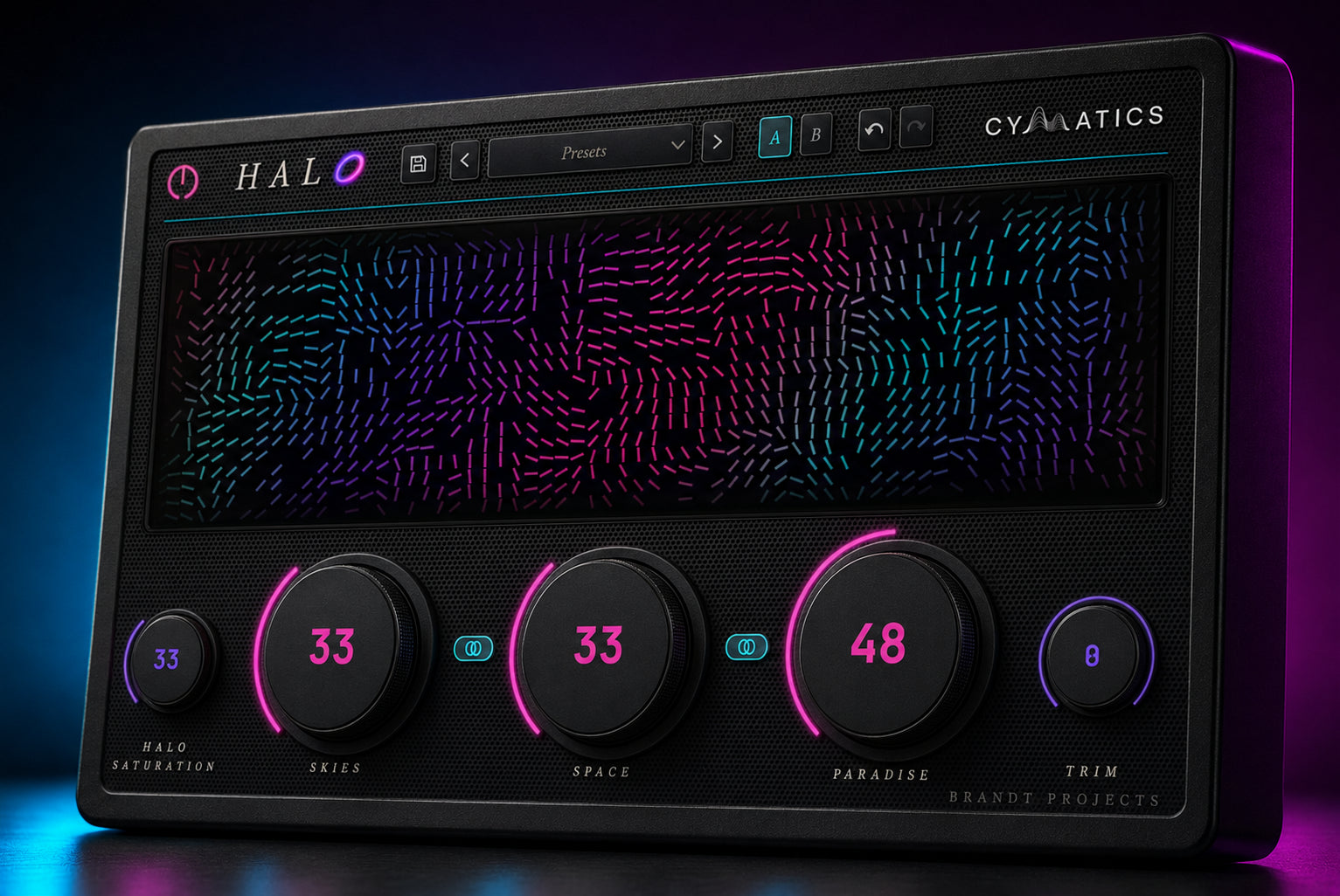 Cymatics HALO plugin interface for clarity and brightness enhancement