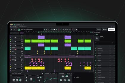 Amped Studio free browser DAW interface for audio and MIDI production