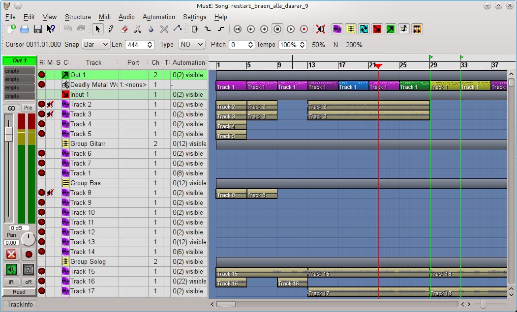 MusE free Linux DAW audio and MIDI arrangement interface