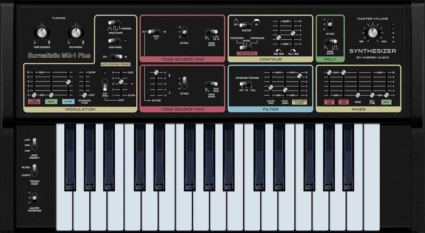 Surrealistic MG-1 Plus free analog synthesizer plugin by Cherry Audio