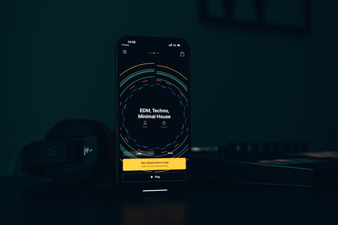 Smartphone music application representing digital music releases and AI detection