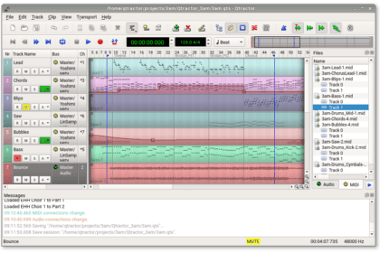 Qtractor free Linux DAW audio and MIDI multitrack workspace