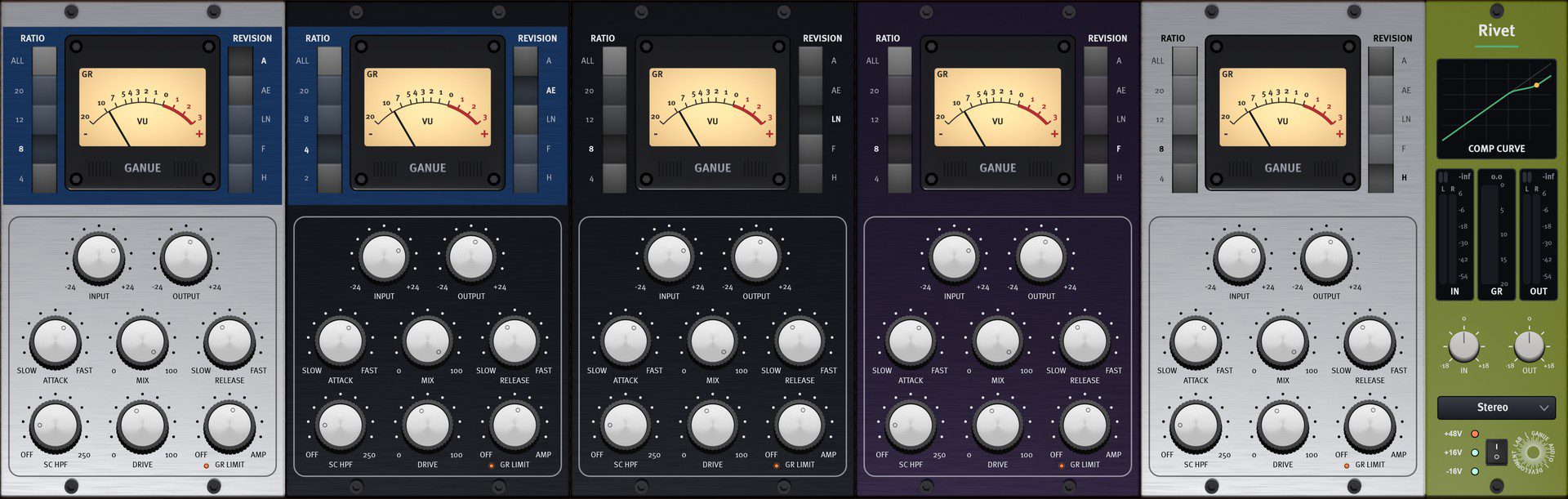 GANUE Audio Rivet five FET compressor revisions