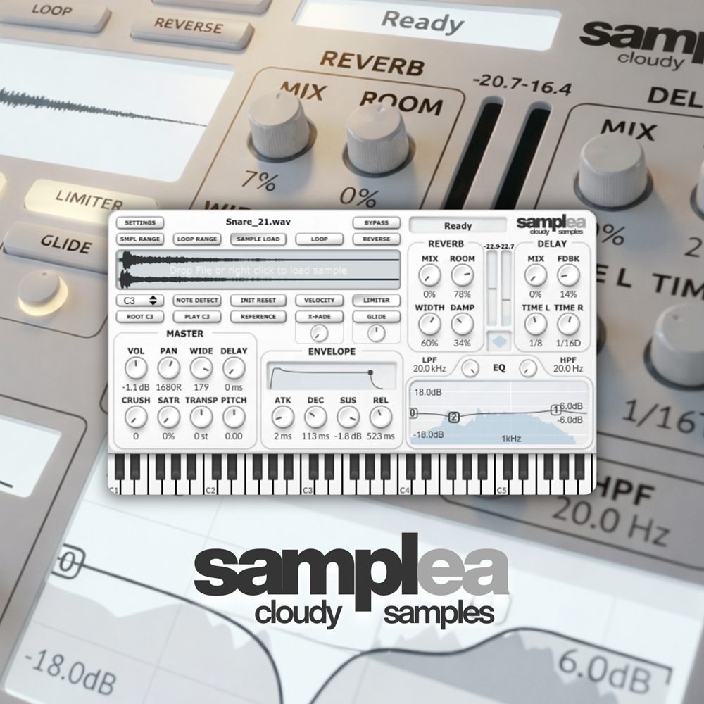 Samplea free sampler VST3 and AU interface by Cloudy Samples