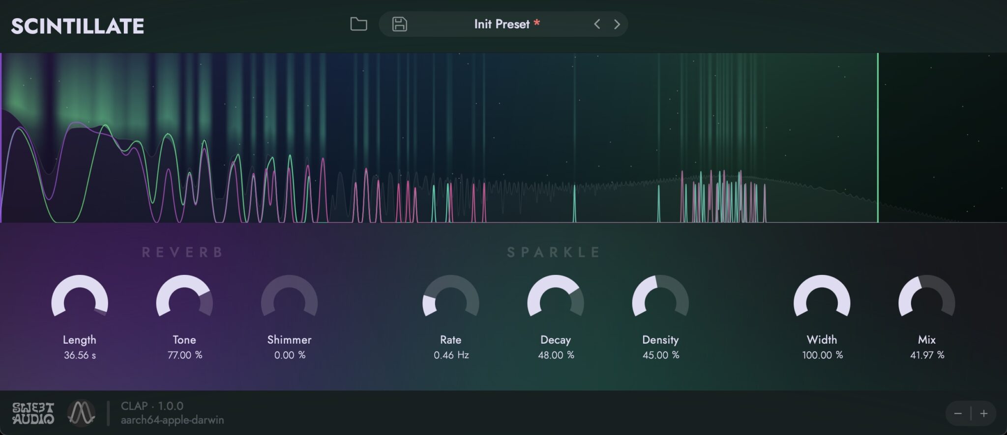 Scintillate free spectral reverb VST plugin by Sweet Audio