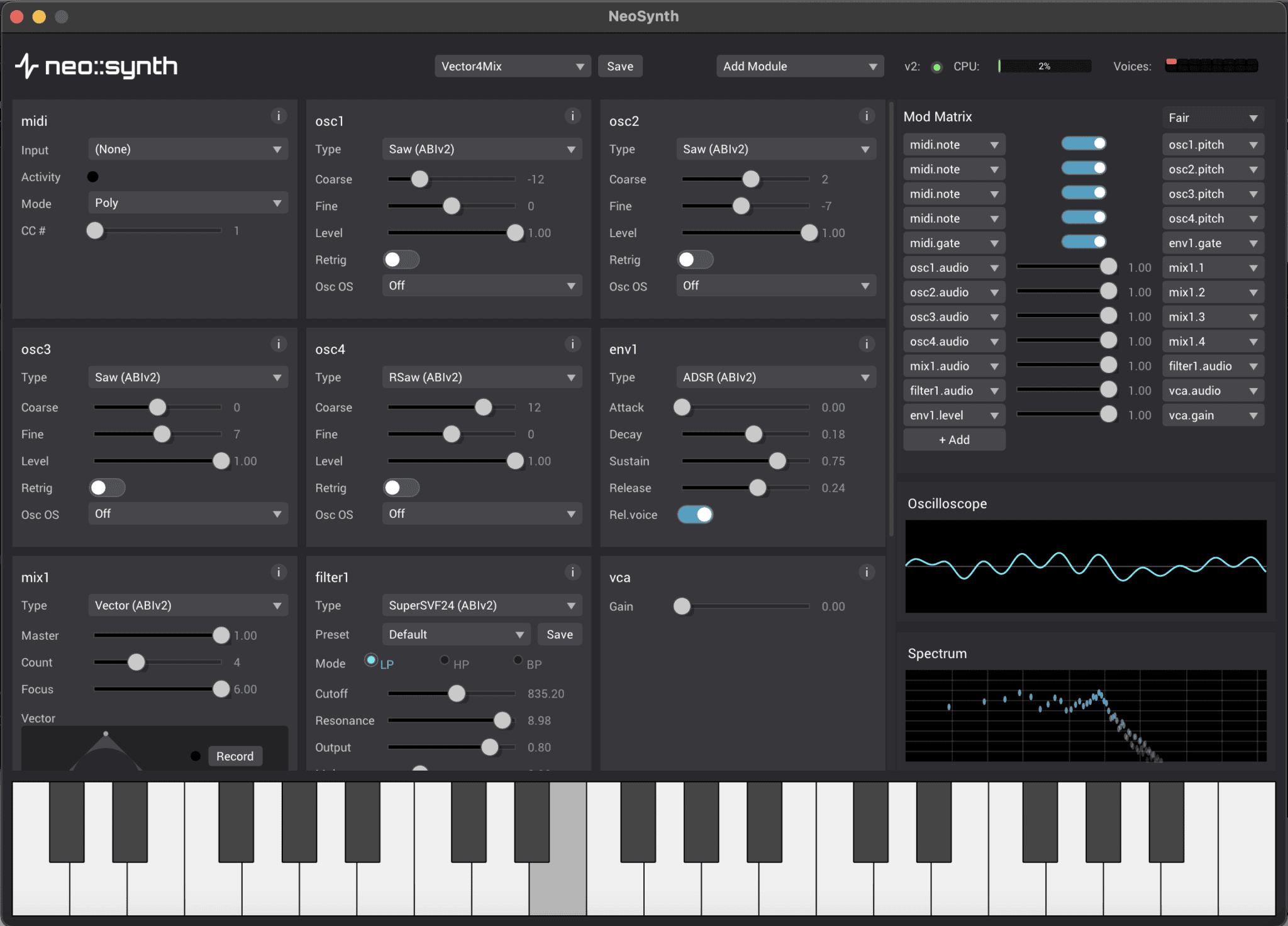 neo synth free modular VST3 synthesizer interface
