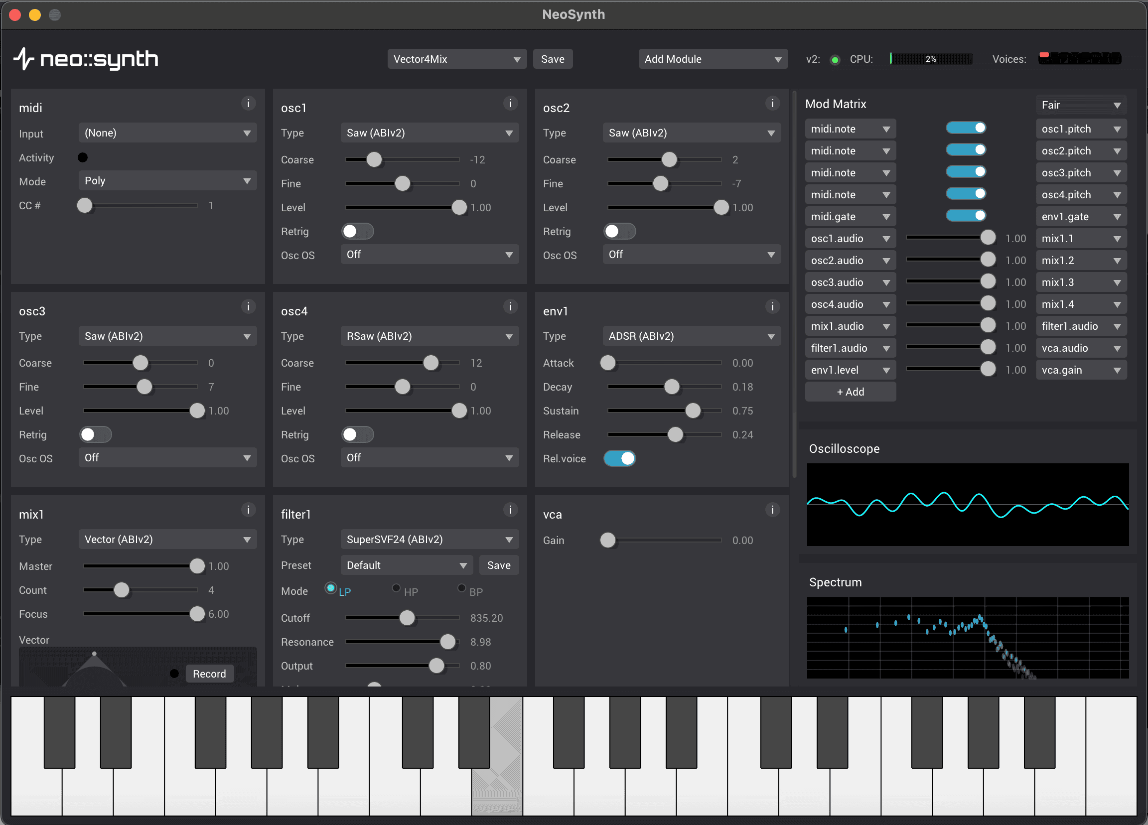 neo synth free modular VST3 synthesizer interface