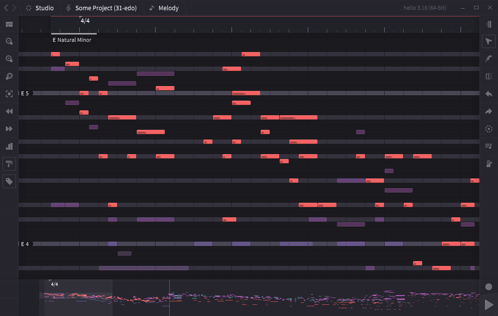 Helio free MIDI DAW and music sequencer Piano Roll interface