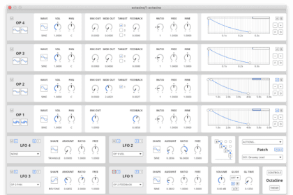 OctaSine free FM synthesizer VST and CLAP plugin interface