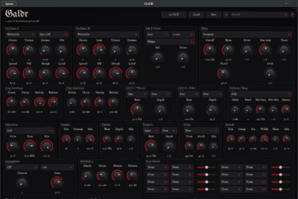Galdr free wavetable and subtractive synth VST interface by Sognevo