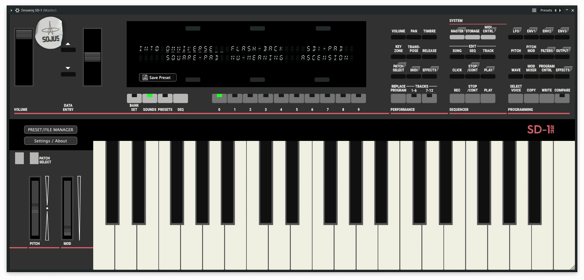 Ensoniq SD-1 synthesizer plugin interface