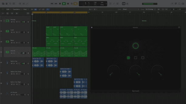 AV Spread stereo widening plugin running inside a DAW