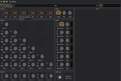 Six Sines free six-operator FM synth plugin interface